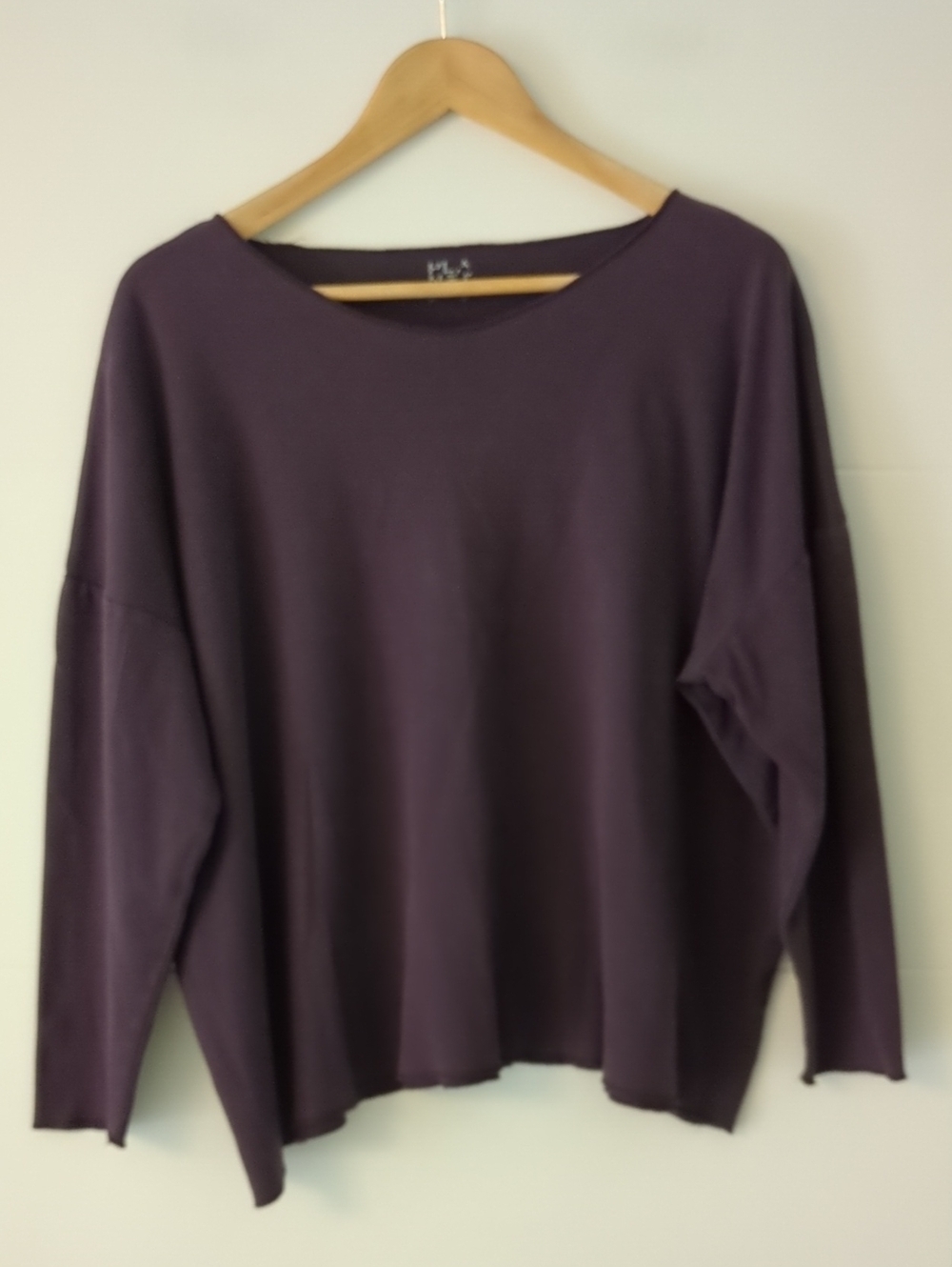 Planet By Lauren G. Relaxed Crewneck Plum Long Sleeve Cropped Top O Sz Casual